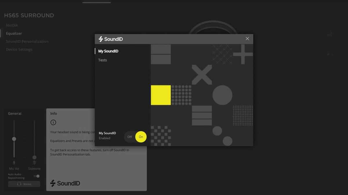 Corsair iCUE SoundID testi için bireysel sonuçları gösteren bir ekran görüntüsü