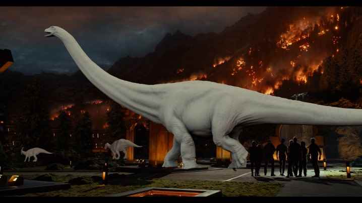 Jurassic World Dominion'dan bir dinozorun erken, görsel efekt görüntüsü.