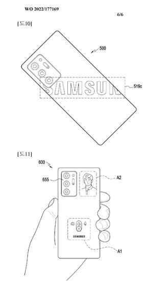 Arkaya bakan ekranı gösteren Samsung'un WIPO patent başvurusundan görüntü - Samsung, çift ekranlı bir telefon için patent başvurusunda bulunuyor