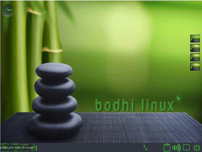 Varsayılan Bodhi Linux masaüstü.