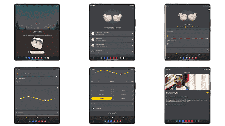 Jabra Sound+ uygulamasının ekran görüntüleri