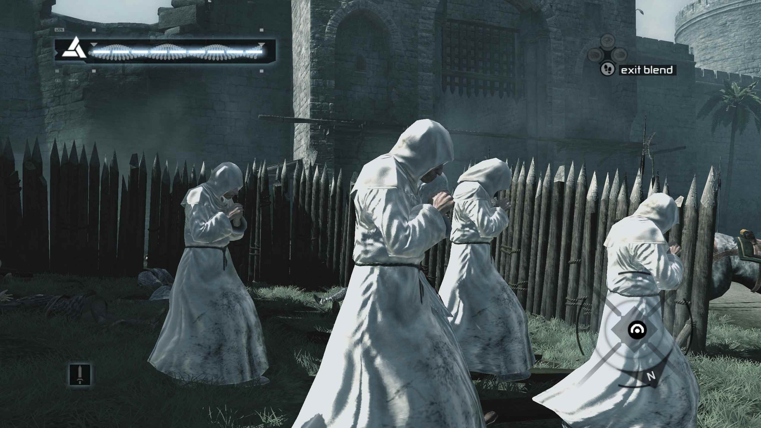 Oyuncu, orijinal Assassin's Creed'deki rahipler arasında harmanlanır.