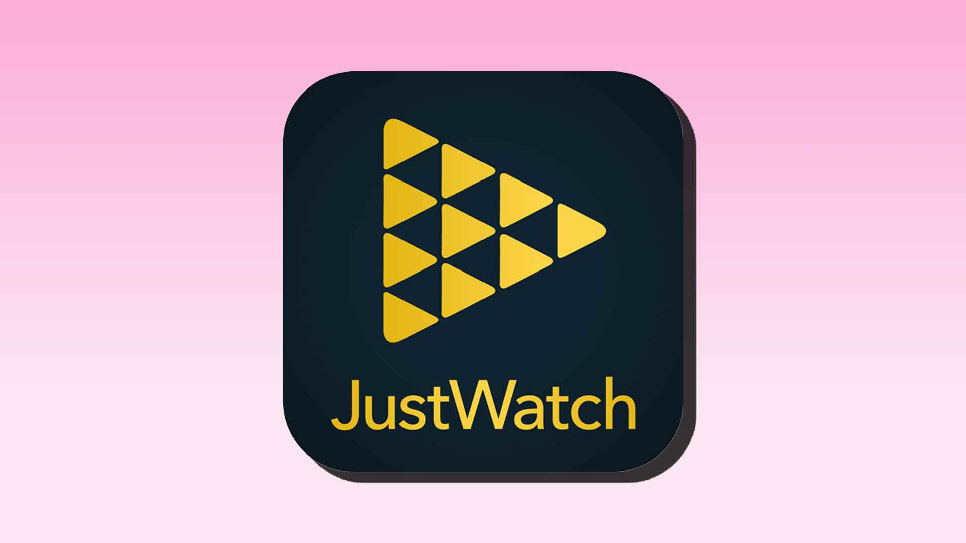 Pembe arka planda JustWatch uygulama simgesi