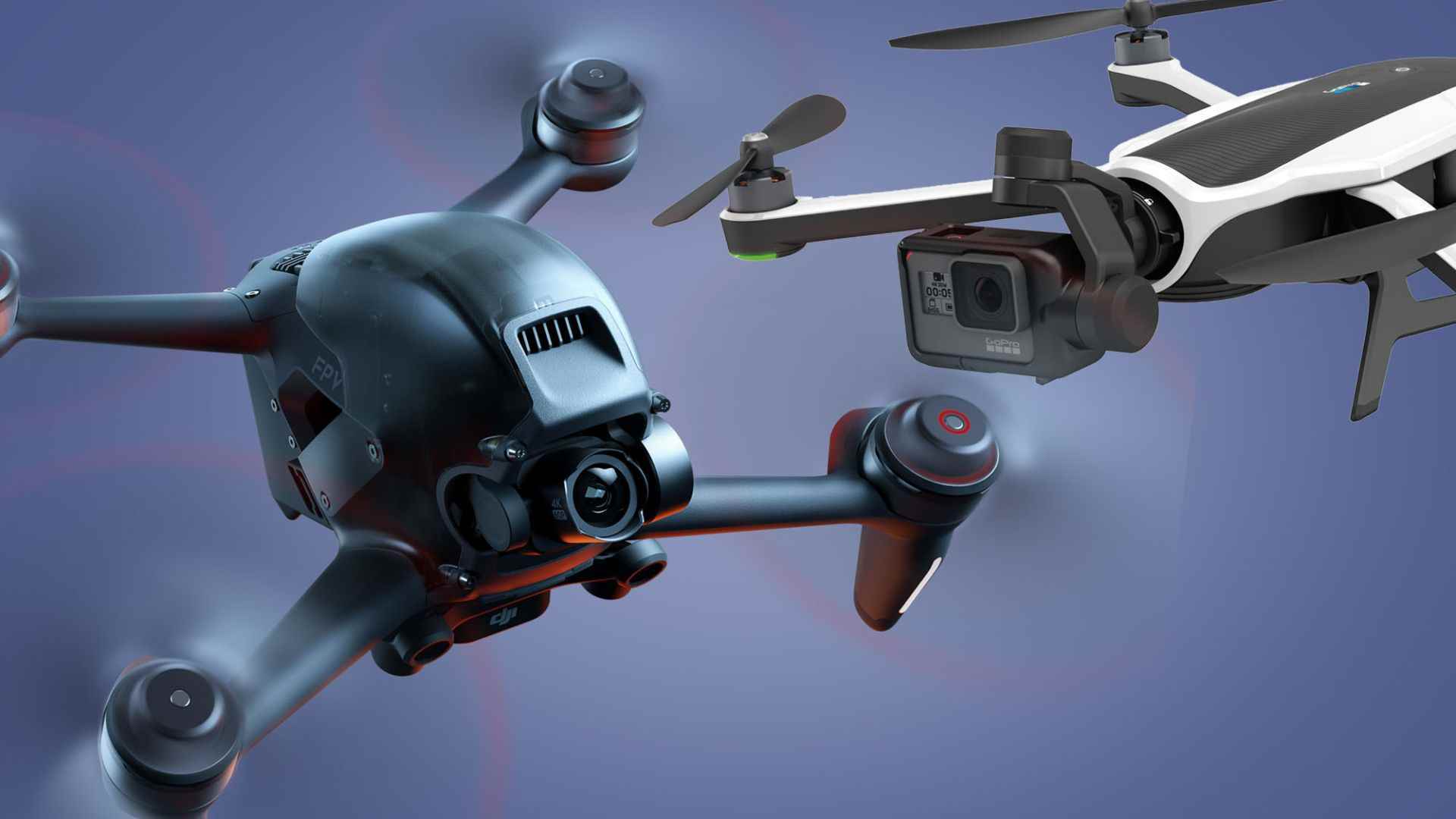 GoPro Karma'nın yanında uçan DJI FPV drone