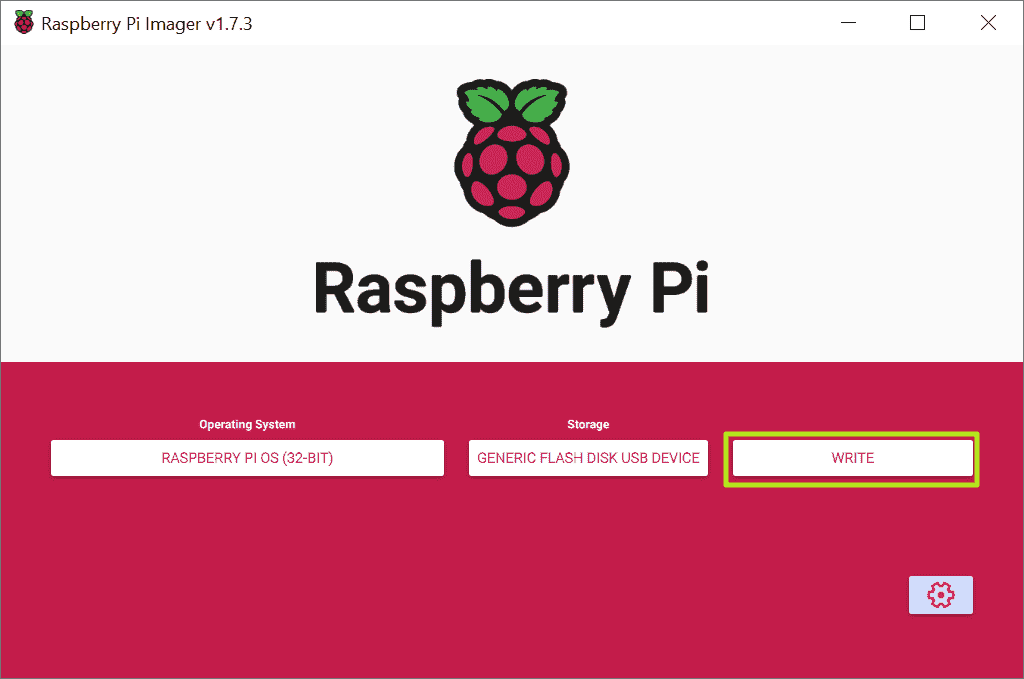 Raspberry Pi Imager'da Yaz'a tıklayın