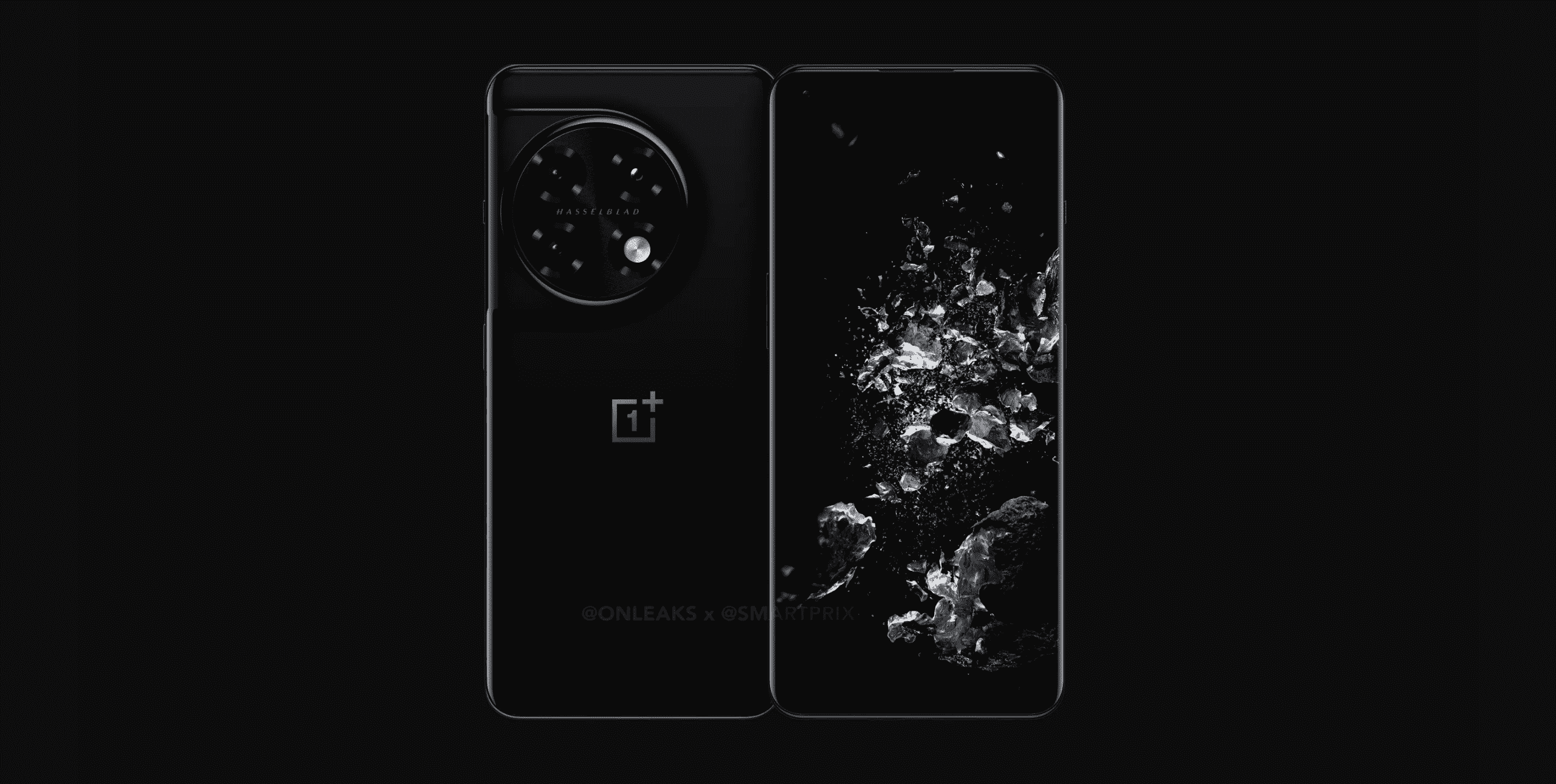OnePlus 11 Pro'nun koyu gri bir arka plan üzerinde siyah renkte olduğu iddia edilen bir görüntüsü