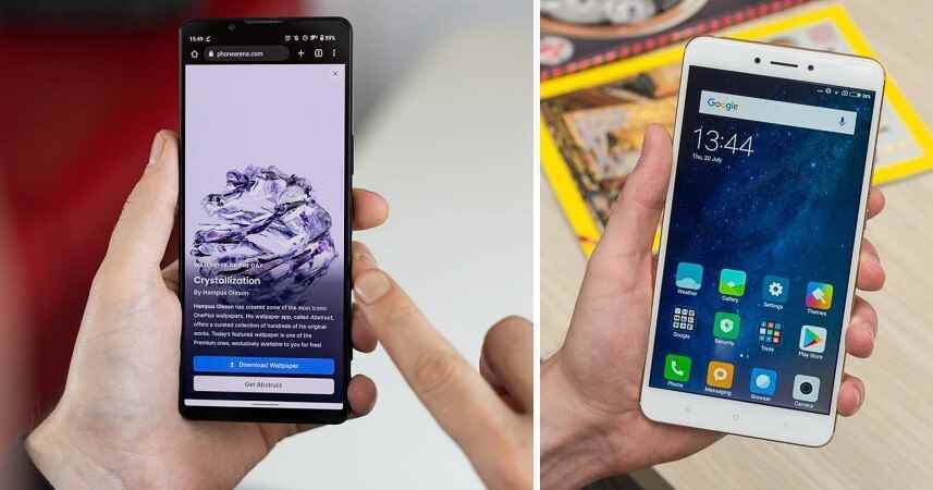 Modern Sony Xperia 1 IV (solda) ve 2017 Xiaomi Mi Max 2 (sağda) - 4 büyük özellikli telefon markası sizi yanıltıyor: "Büyük ekran, çift hoparlör, performans"  ve dahası