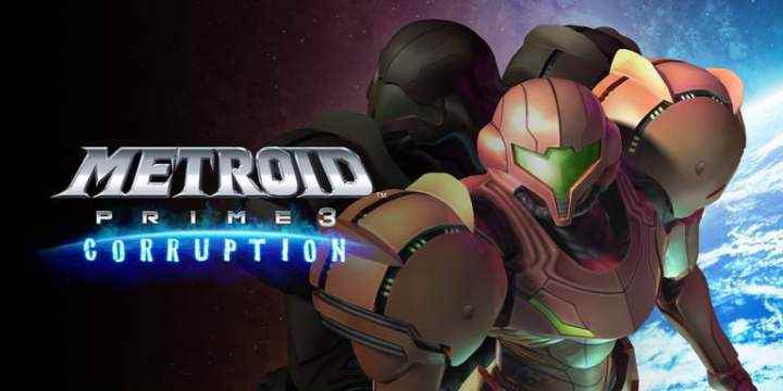 Samus, Metroid Prime 3: Corruption'ın kapağı için poz veriyor.