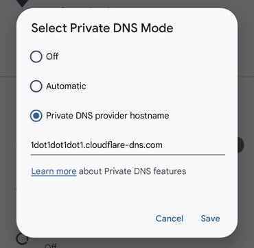 Android 12 için DNS Seçici.