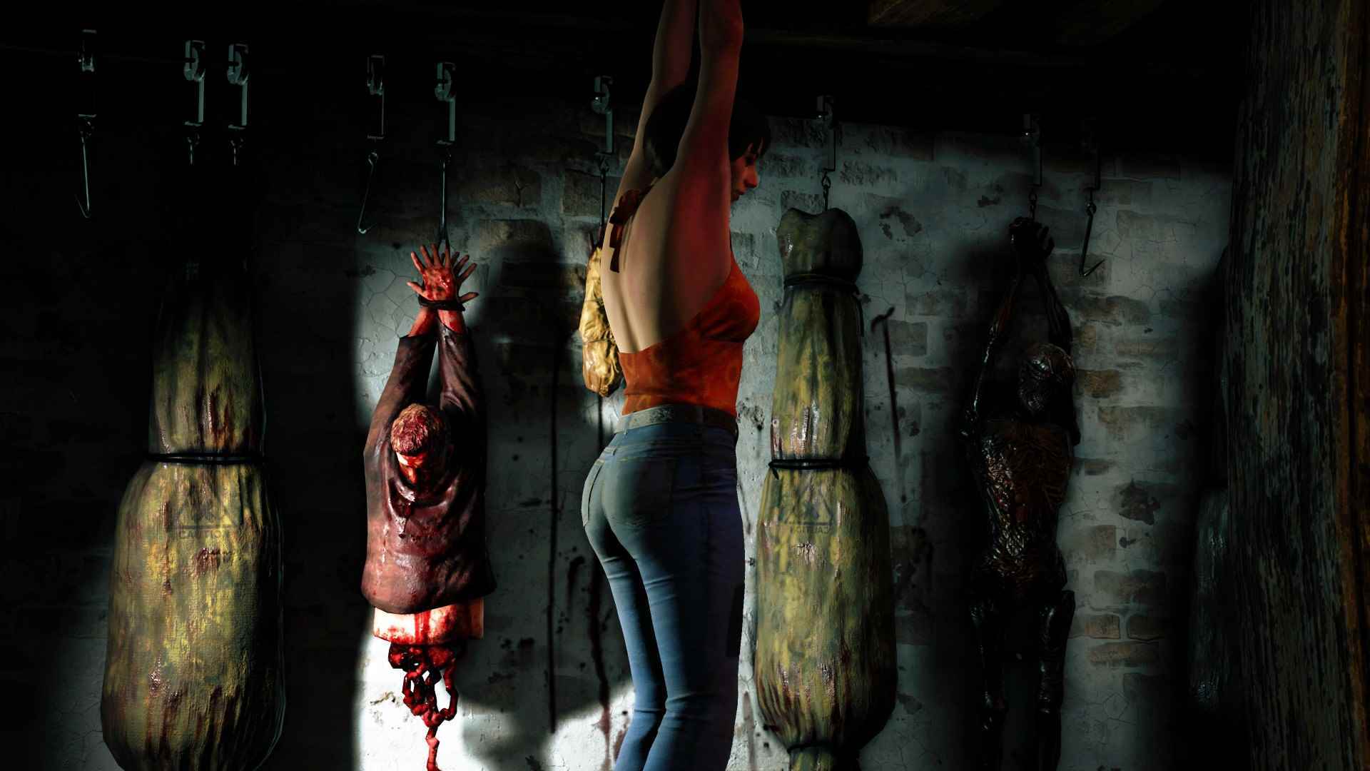 Texas Chainsaw Massacre korku oyunu Dead by Daylight değil: Texas Chainsaw Katliamı kurbanı bodrumda asılı duruyor.