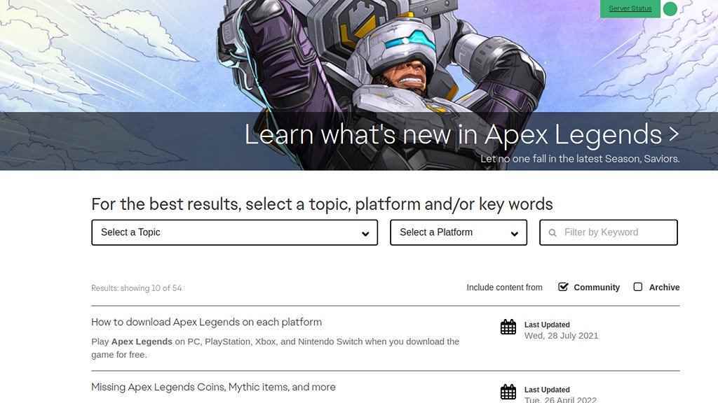 Apex Legends Desteği için SSS sayfası