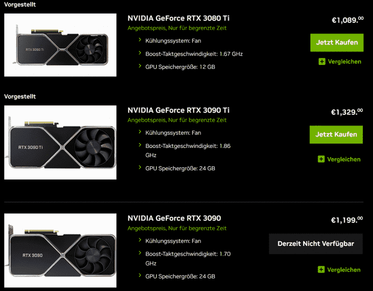 Nvidia, Avrupa'daki en iyi grafik kartlarının maliyetini resmi olarak düşürdü.  GeForce RTX 3090 Ti Founders Edition fiyatı hemen 920 Euro düştü