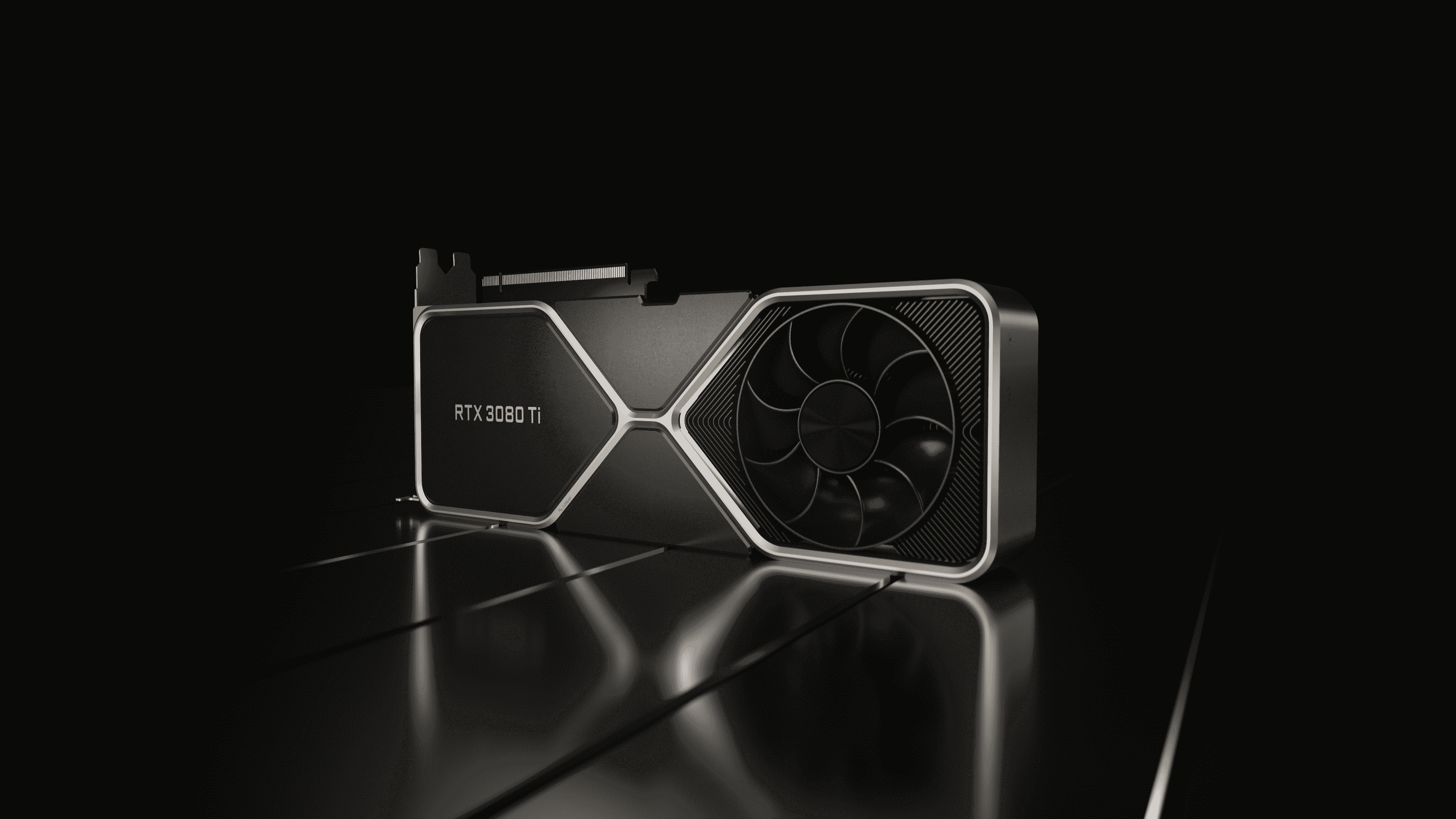 Siyah bir yüzey üzerinde Nvidia RTX 3080 Ti