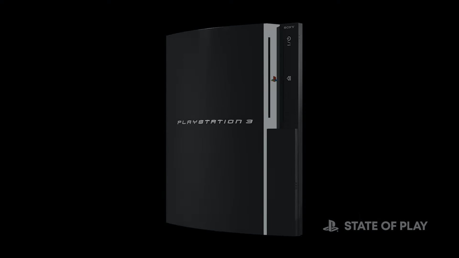 Bir PS3'ün dijital temsili siyah bir arka plan üzerinde ayarlanır.