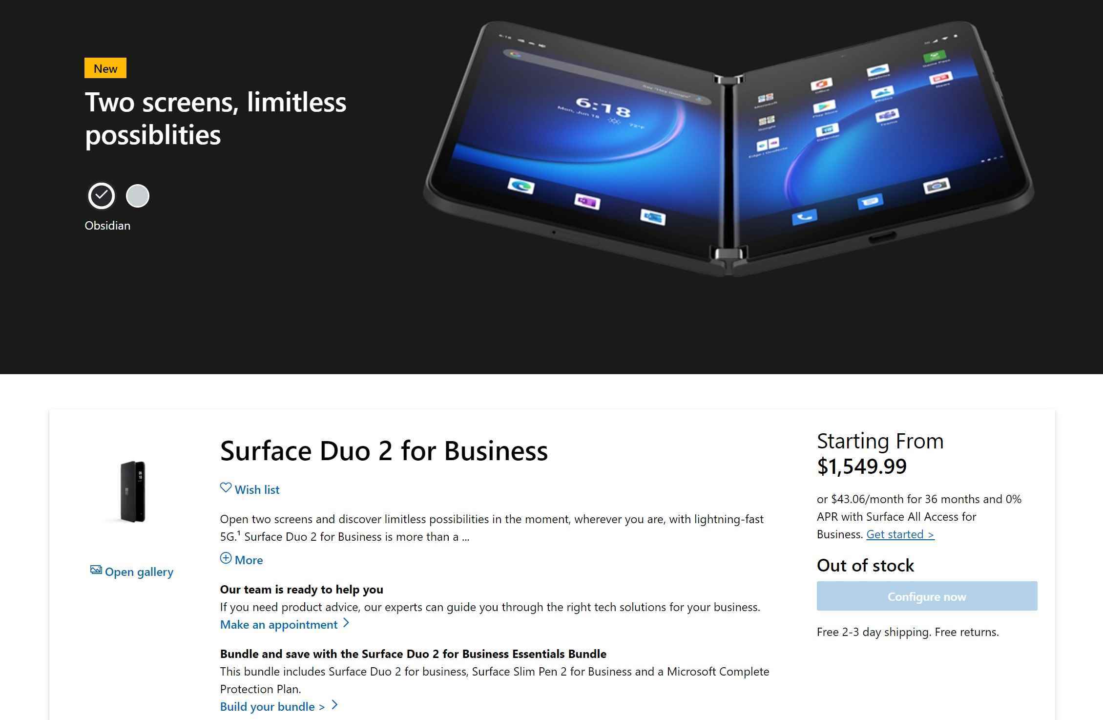 İşletmeler için Surface Duo 2
