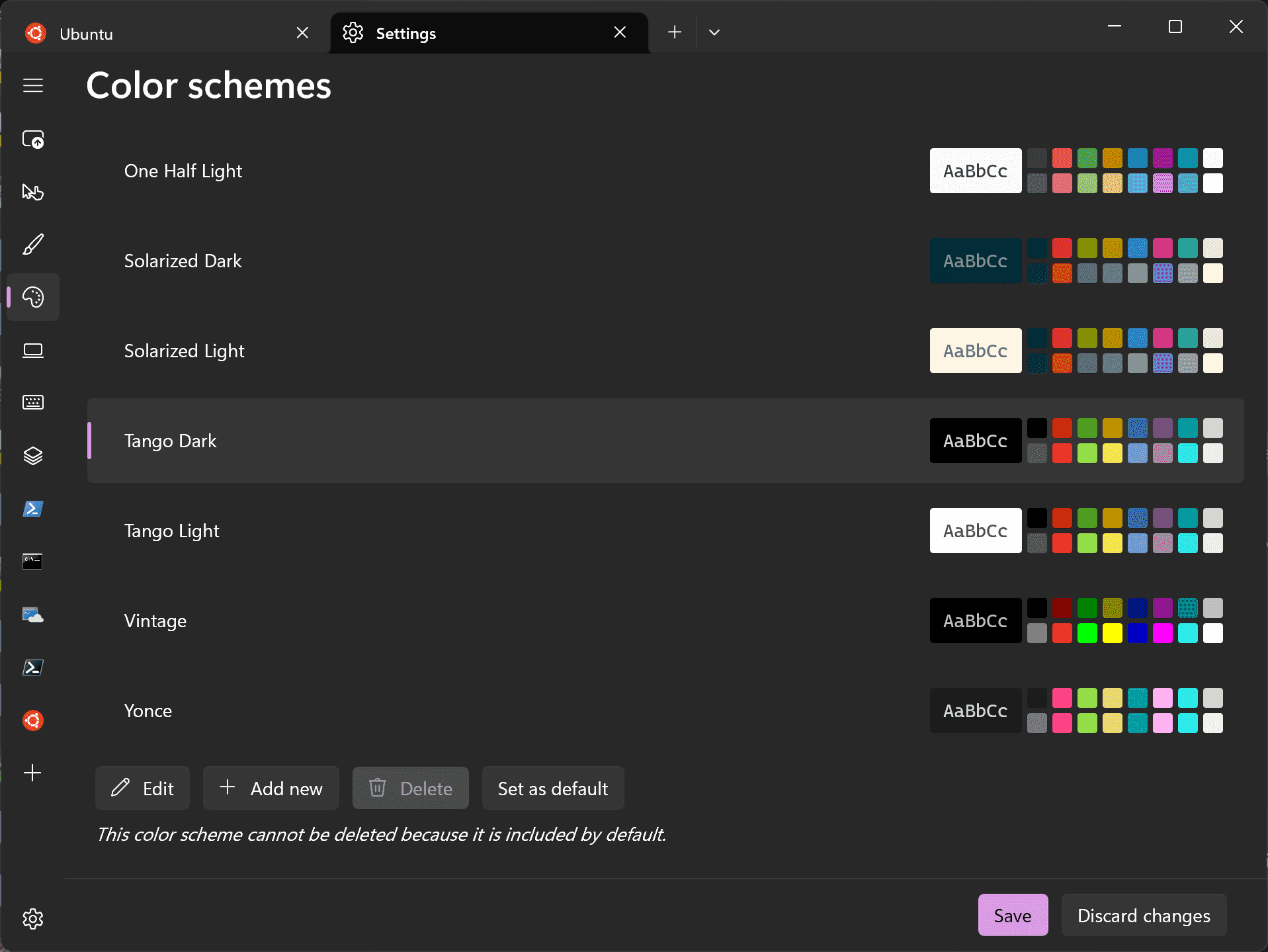 Windows Terminalinde renk şemaları kullanıcı arayüzü