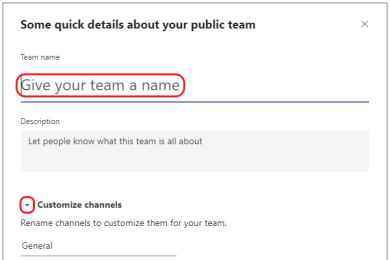 Ekibinize Microsoft Teams'de bir ad verin.