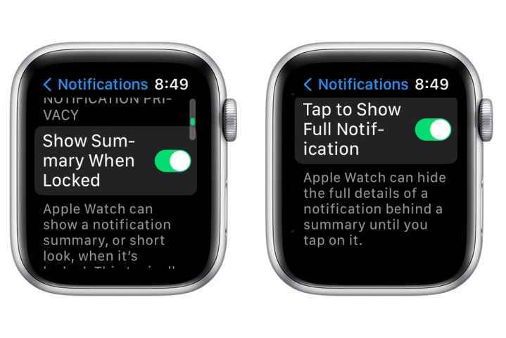 Apple Watch özet kontrolleri.