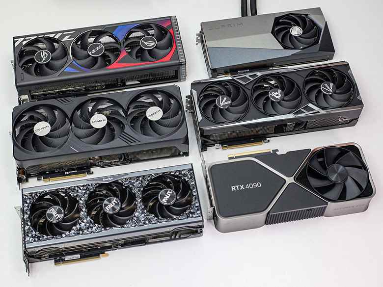 Dev GeForce RTX 4090'lar birbirine, eski Nvidia kartlarına ve bir muza benzetildi.  Gazetecilerin adaptörlerin fotoğraflarını yayınlamasına izin verildi
