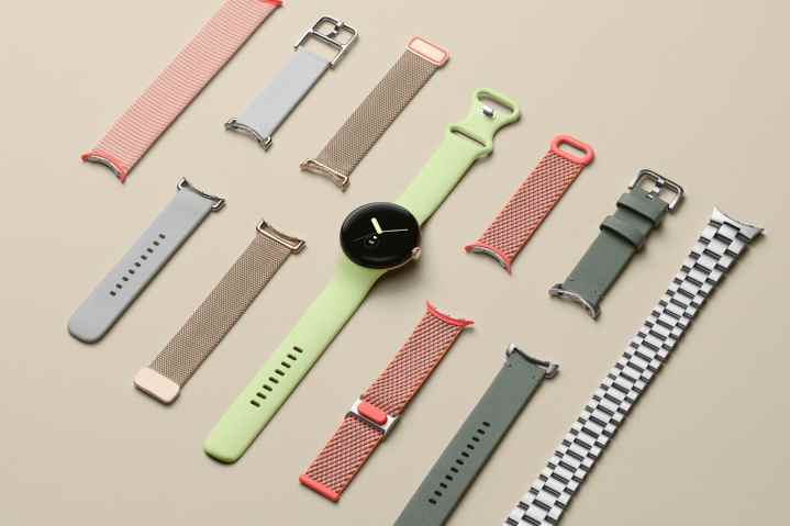 Google Pixel Watch ve saat kayışları.