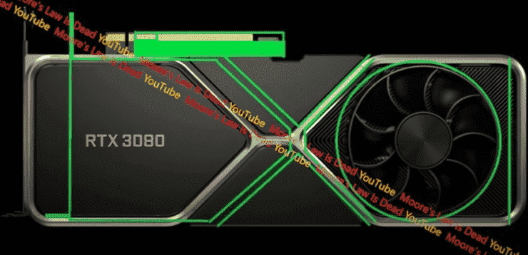 GeForce RTX 4070 grafik kartının boyutlarının görselleştirilmesi.  (Resim Kredisi: Moore Yasası Öldü)