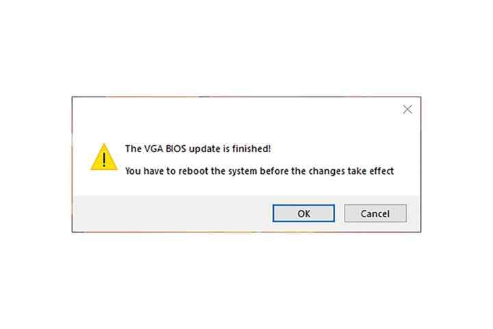 VGA BIOS Güncellemesi Bitti bildirimi.