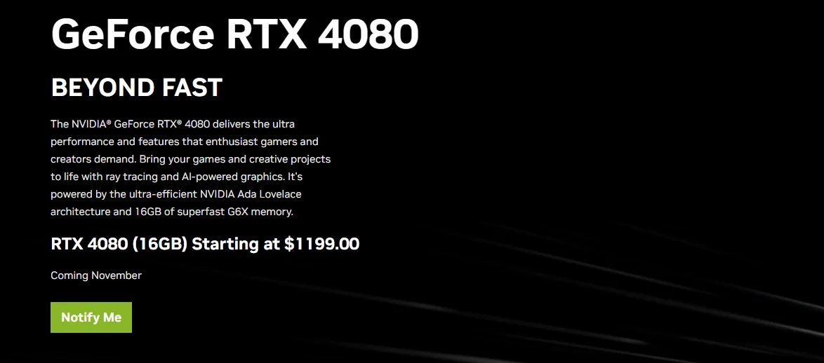 RTX 4080 GPU Sayfası Ekim