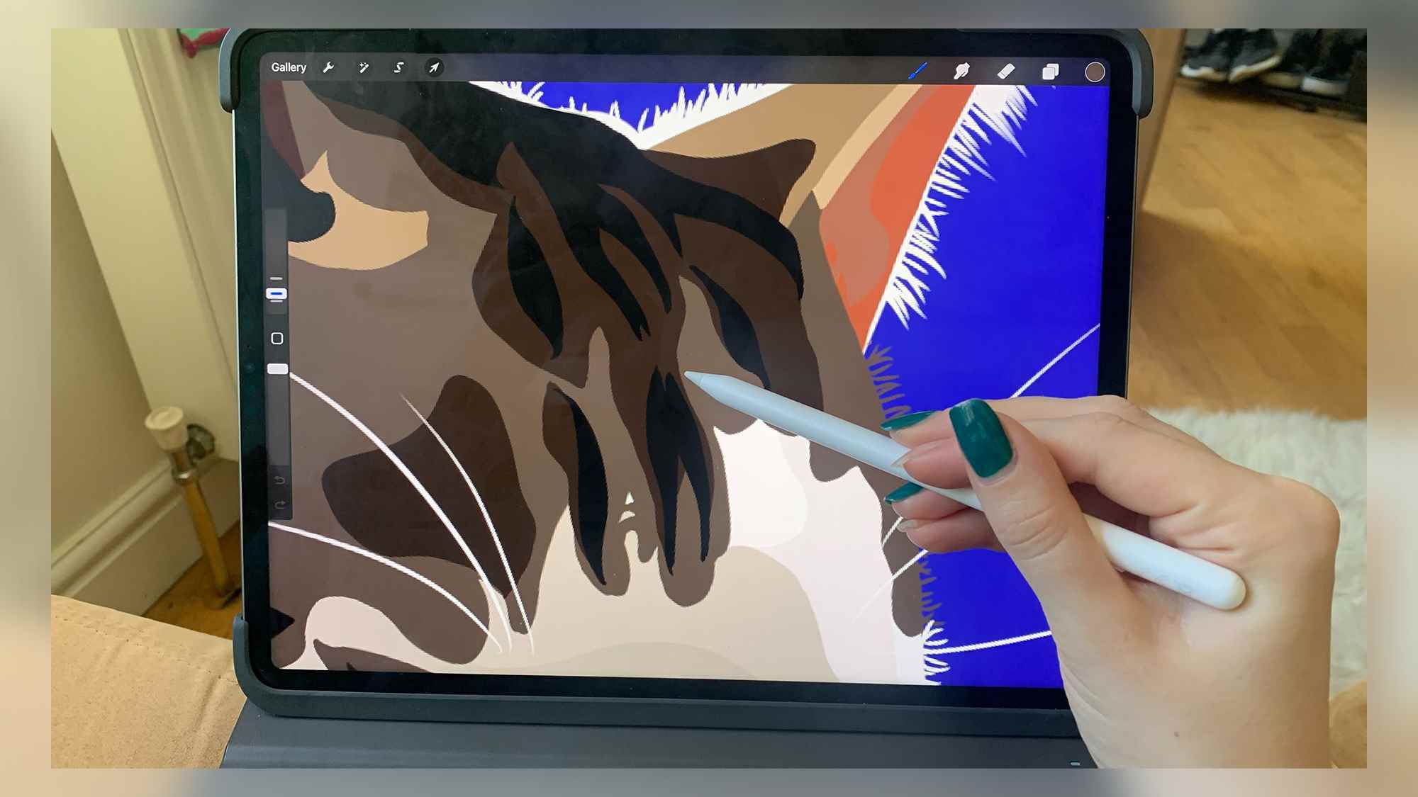 Apple Pencil 2 ile iPad Pro'da üzerinde çalışılan dijital sanat eseri
