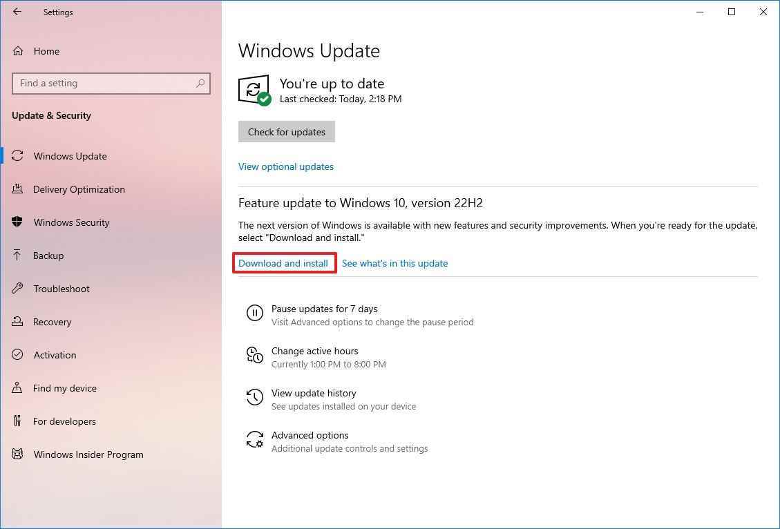 Windows 10 sürüm 22H2 yüklemesi