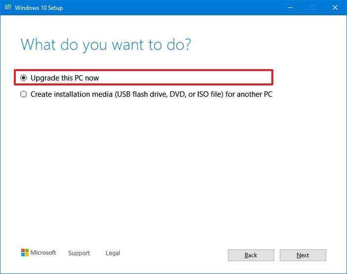 Windows 10 MCT şimdi yükseltme seçeneği