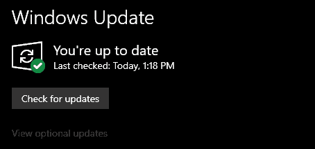 Ayarlar'daki Windows Update bölümü