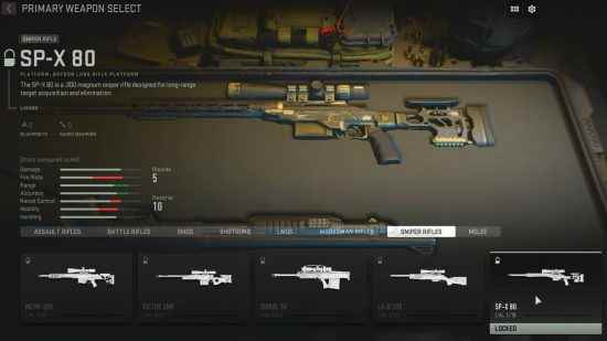 En İyi Modern Warfare 2 keskin nişancı tüfekleri: SP-X 80 tüfek, yastıklı bir silah kasasına oturur