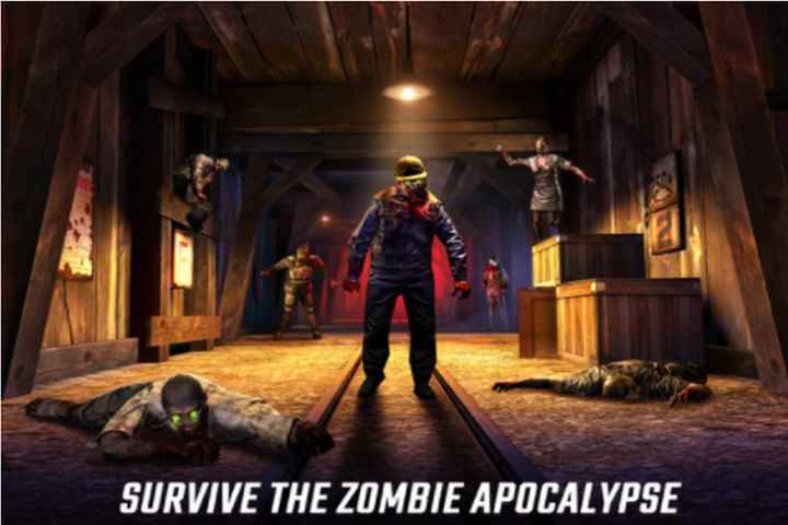 Bir madende zombileri gösteren Dead Trigger 2 ekran görüntüsü.