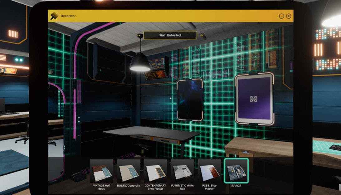 Atölye özelleştirme seçeneklerini gösteren PC Building Simulator 2'nin ekran görüntüsü
