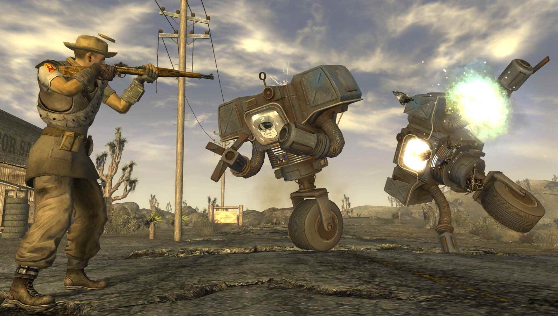 Bir karakter iki robota karşı savaşır