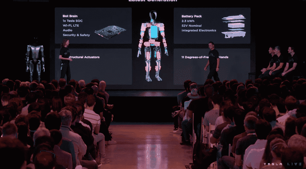 Tesla robotunun teknik özellikleri ekranı