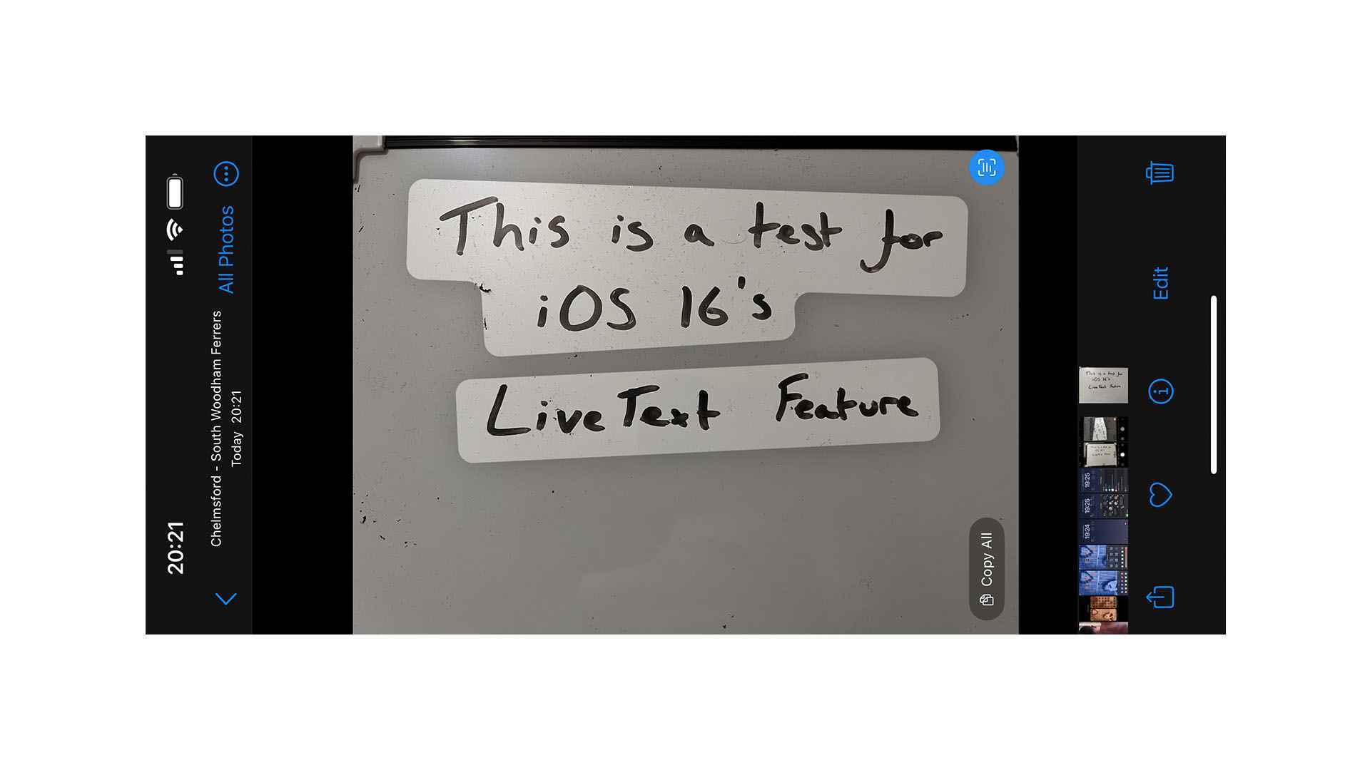iOS 16 canlı metin