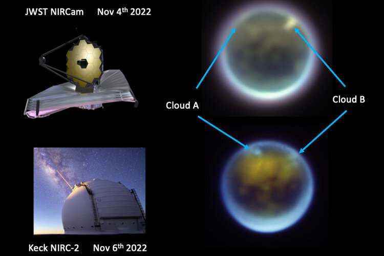 Webb ve Keck teleskopları, Satürn'ün uydusu Titan'daki bulutları izlemek için bir araya geldi
