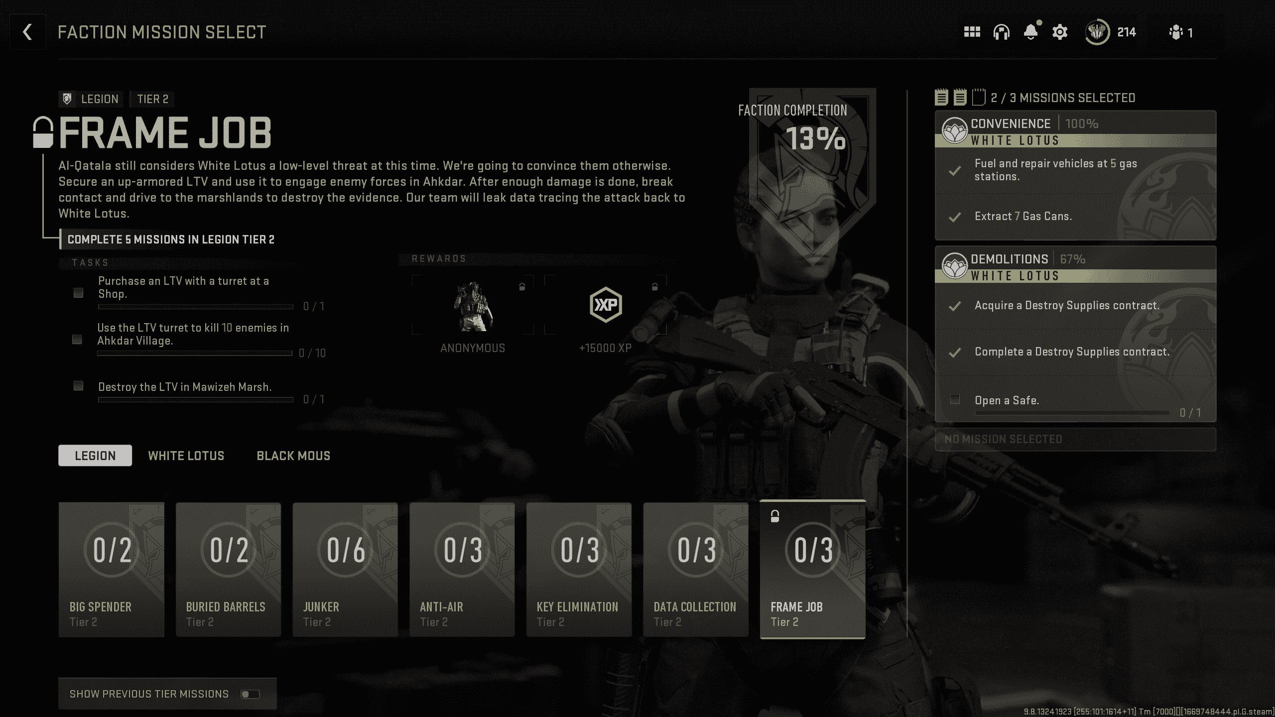 Anonymous Konig operatör görünümünün kilidini açmak için Frame Job için Call of Duty Warzone 2.0 DMZ modu hizip görevi.