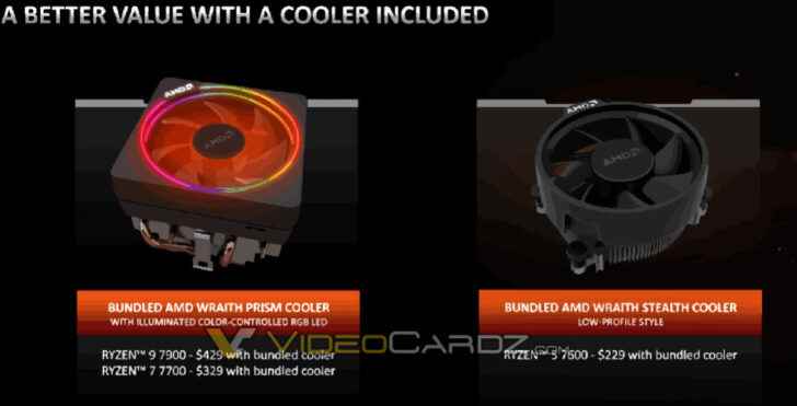 AMD, ana akım kullanıcılara daha iyi değer sunmak için Wraith CPU soğutucularını Ryzen 7000 X Olmayan yongalarla bir araya getirecek.  (Resim Kredisi: Videocardz)