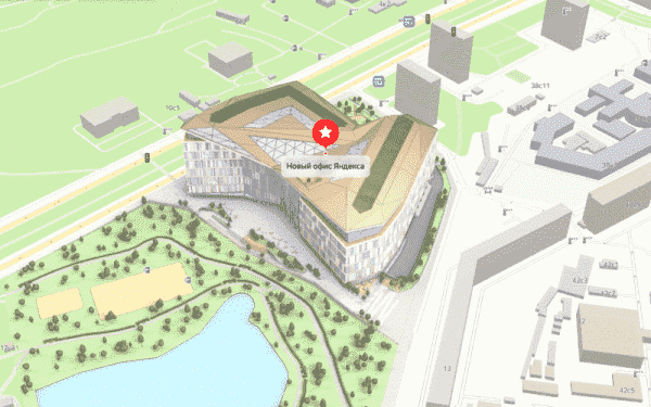 Yandex, yeni merkezinin 3D modelini Yandex Haritalar'da gösterdi 