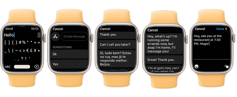 Apple Watch ekran görüntüleri: mesajlara cevap verin