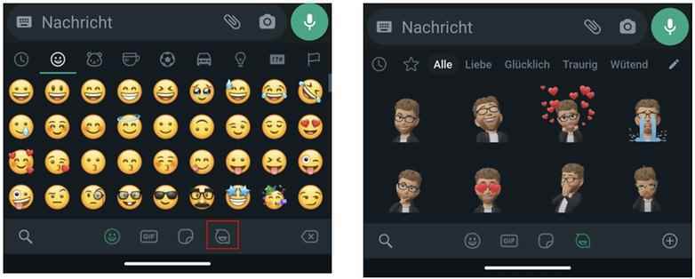 WhatsApp'tan avatarların nerede bulunacağını gösteren ekran görüntüleri