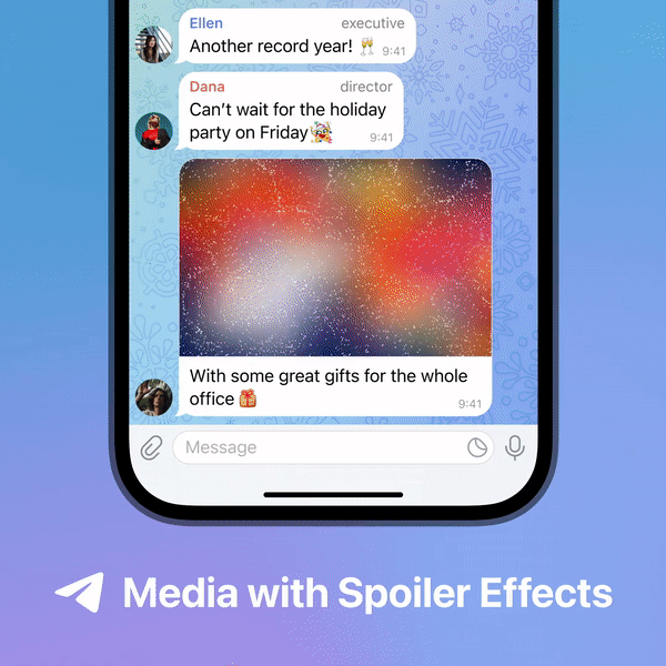 Telegram'da spoiler etkisini gösteren bir GIF