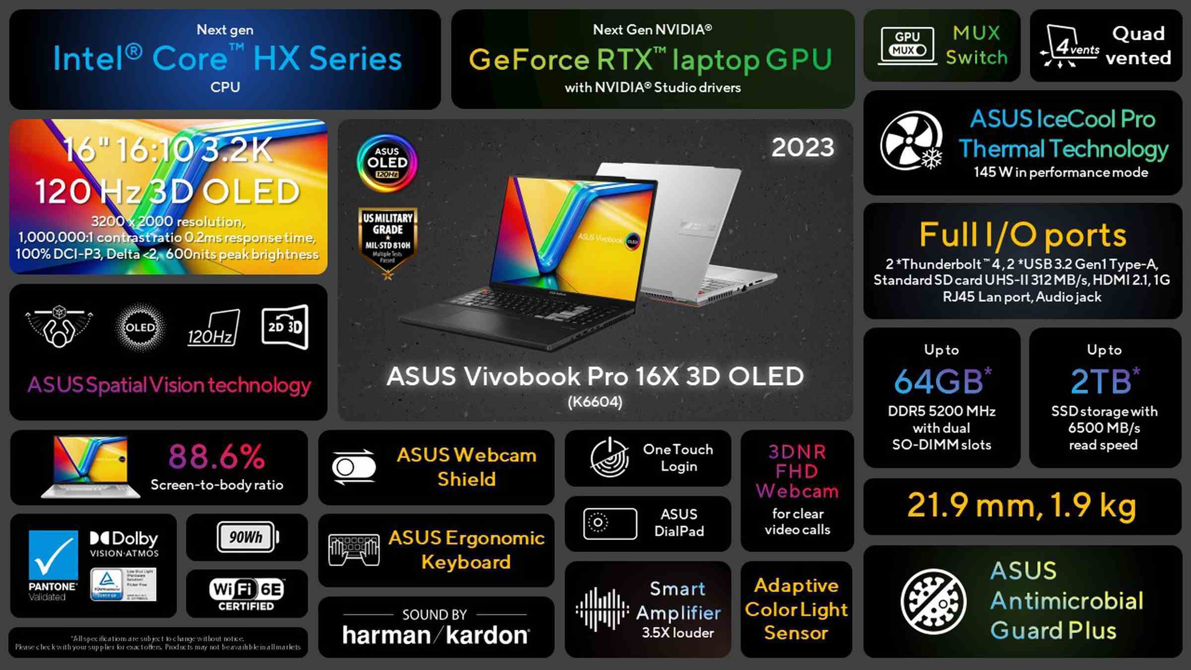 Asus Vivobook Pro 16X 3D OLED, temelde farklı bir ekran dışında 3D olmayanla aynıdır.