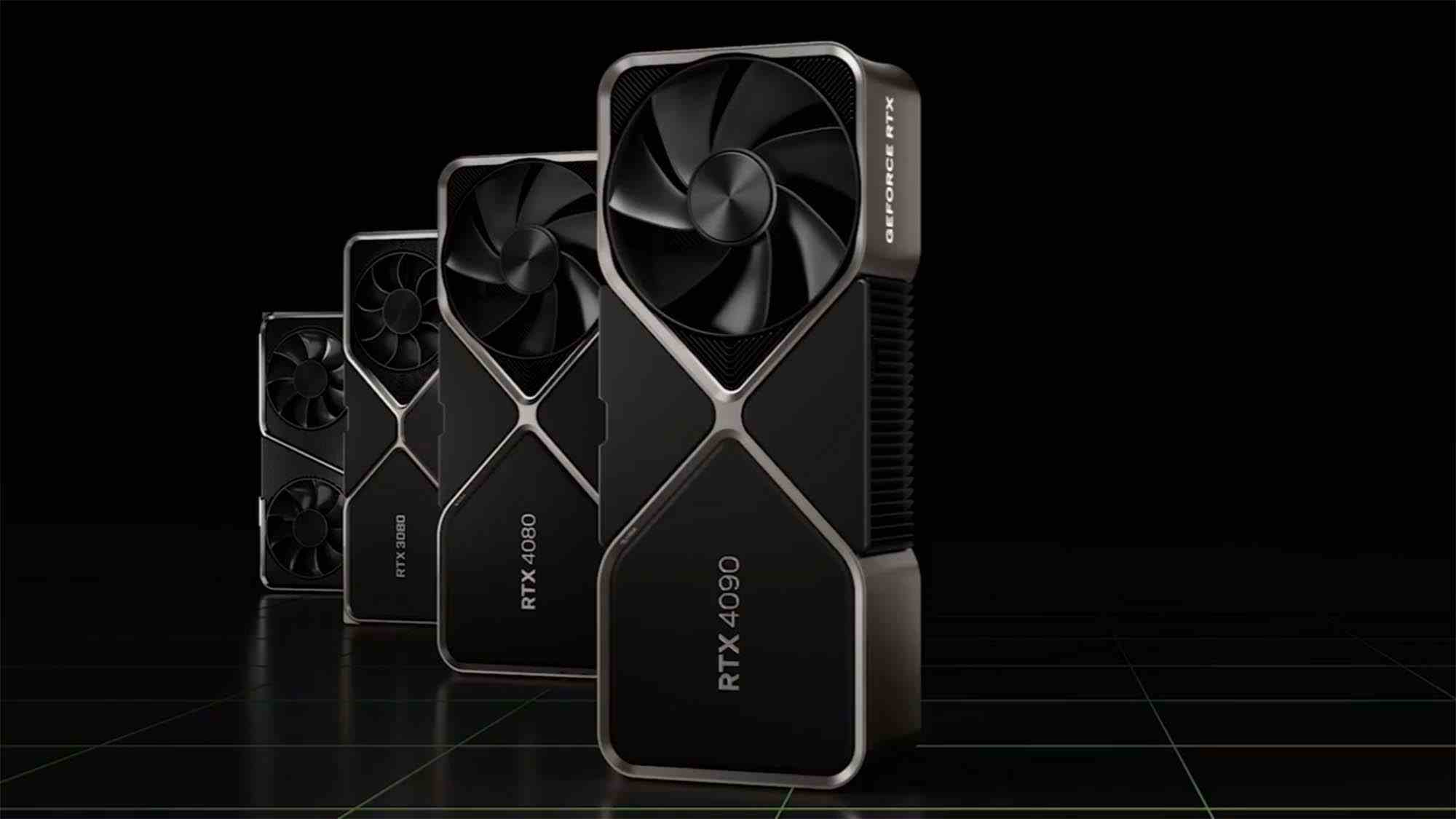 Üst üste dizilmiş Nvidia GeForce RTX kartları
