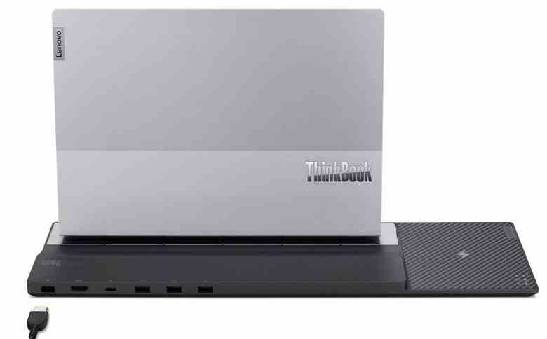 Lenovo ThinkBook Wireless Dock - dizüstü bilgisayar ve akıllı telefon için kablosuz şarjın yanı sıra çeşitli bağlantı noktalarına sahip bağlantı istasyonu
