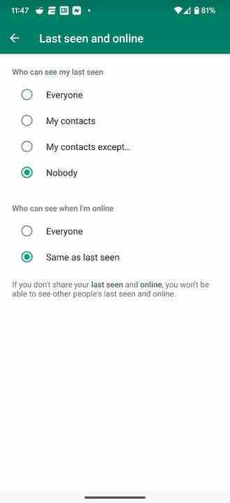 Başkalarının çevrimiçi olup olmadığınızı görmesini engelleyin - Artık kendinize bir mesaj gönderebilir ve WhatsApp'ta yanlışlıkla silme işlemini geri alabilirsiniz.