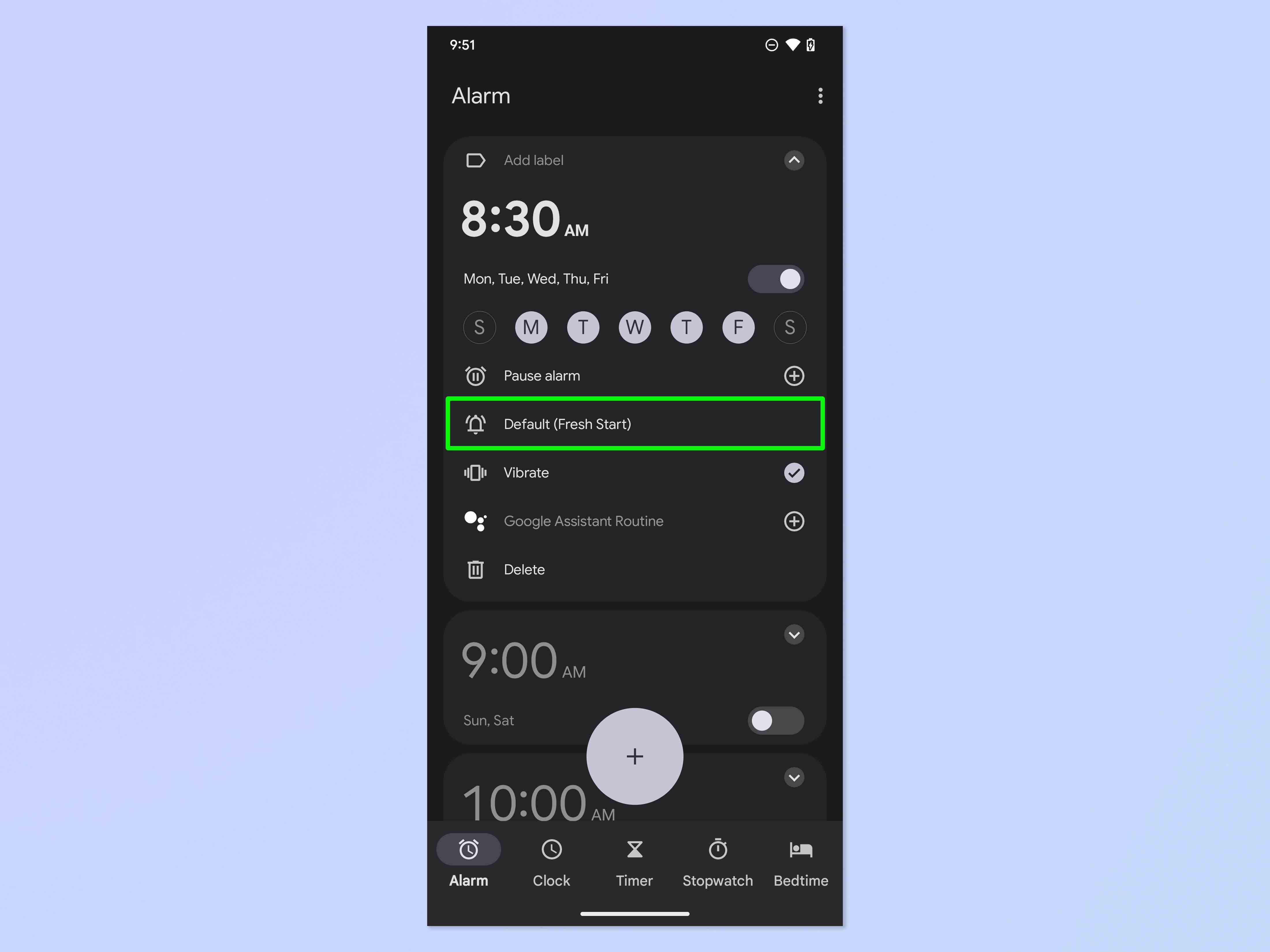 Android'de özel bir alarm sesinin nasıl kaydedileceğini gösteren bir ekran görüntüsü