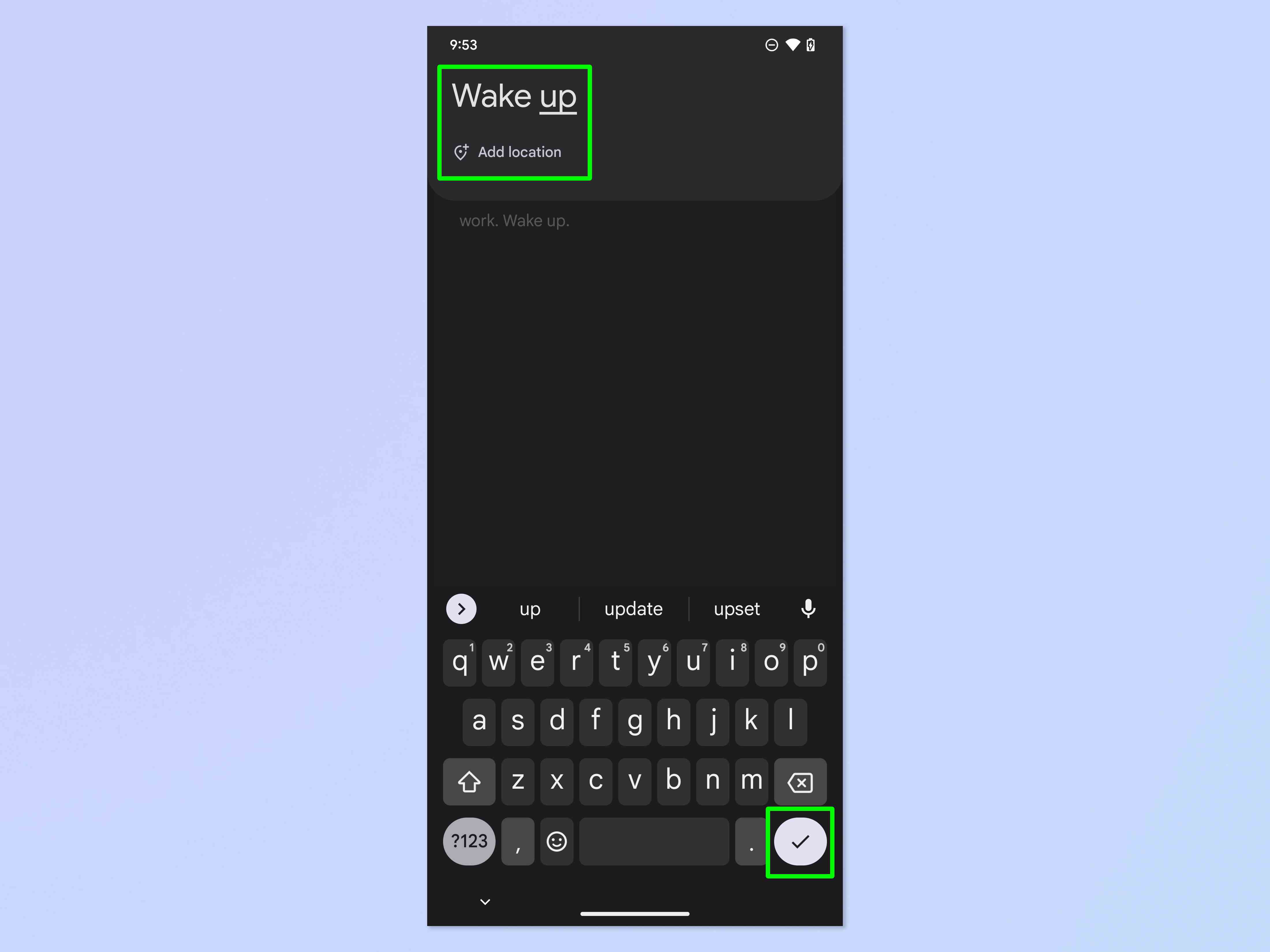 Android'de özel bir alarm sesinin nasıl kaydedileceğini gösteren bir ekran görüntüsü